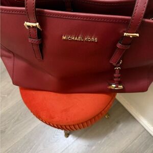 Michael Kors Red Leather Tote Bag